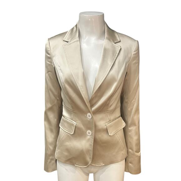 NWT Caché Gold Satin Blazer Classic Fitted Jacket, $188 Retail / size XS - - Picture 3 of 4